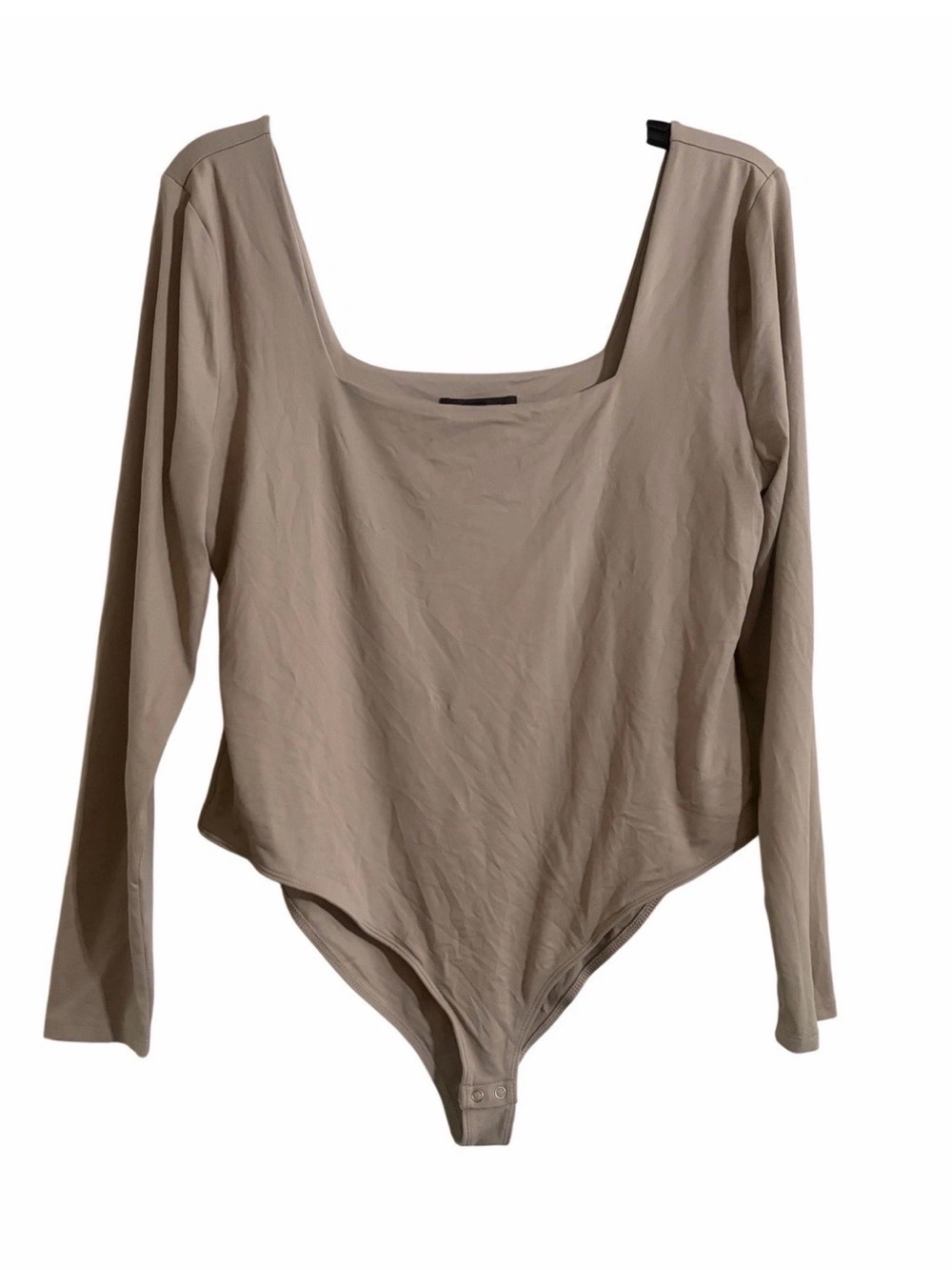 Forever 21+ Plus Size 3X Square Neck Long Sleeve Bodysuit Tan/Nude